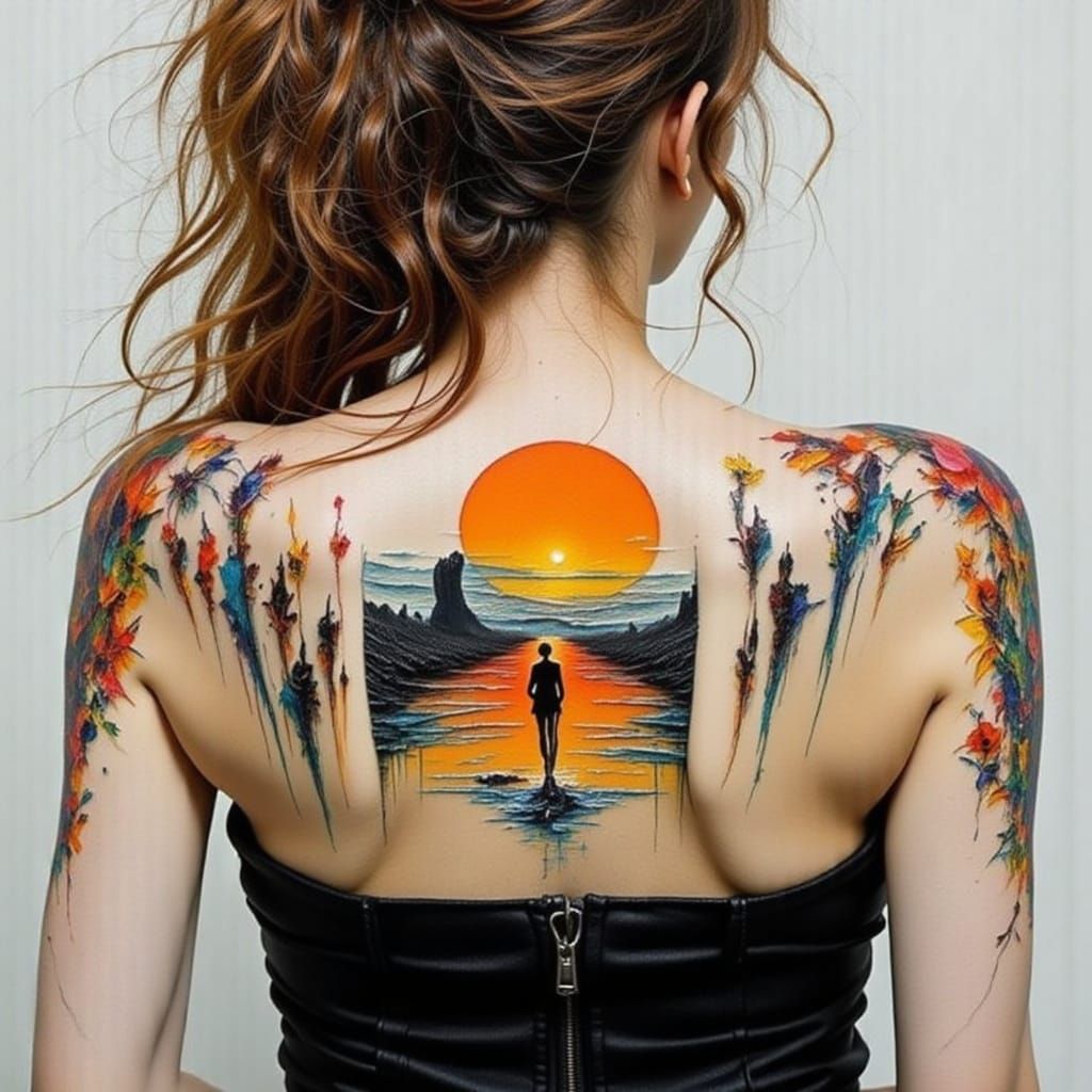 Man Walking on Fiery Sun Surface