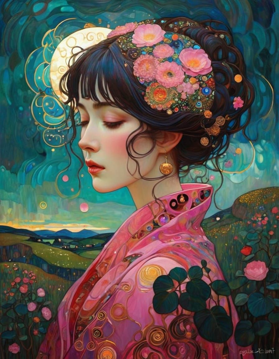 Vivid Liquid Ink D&D Character Illuminated by Golden Hour Li...