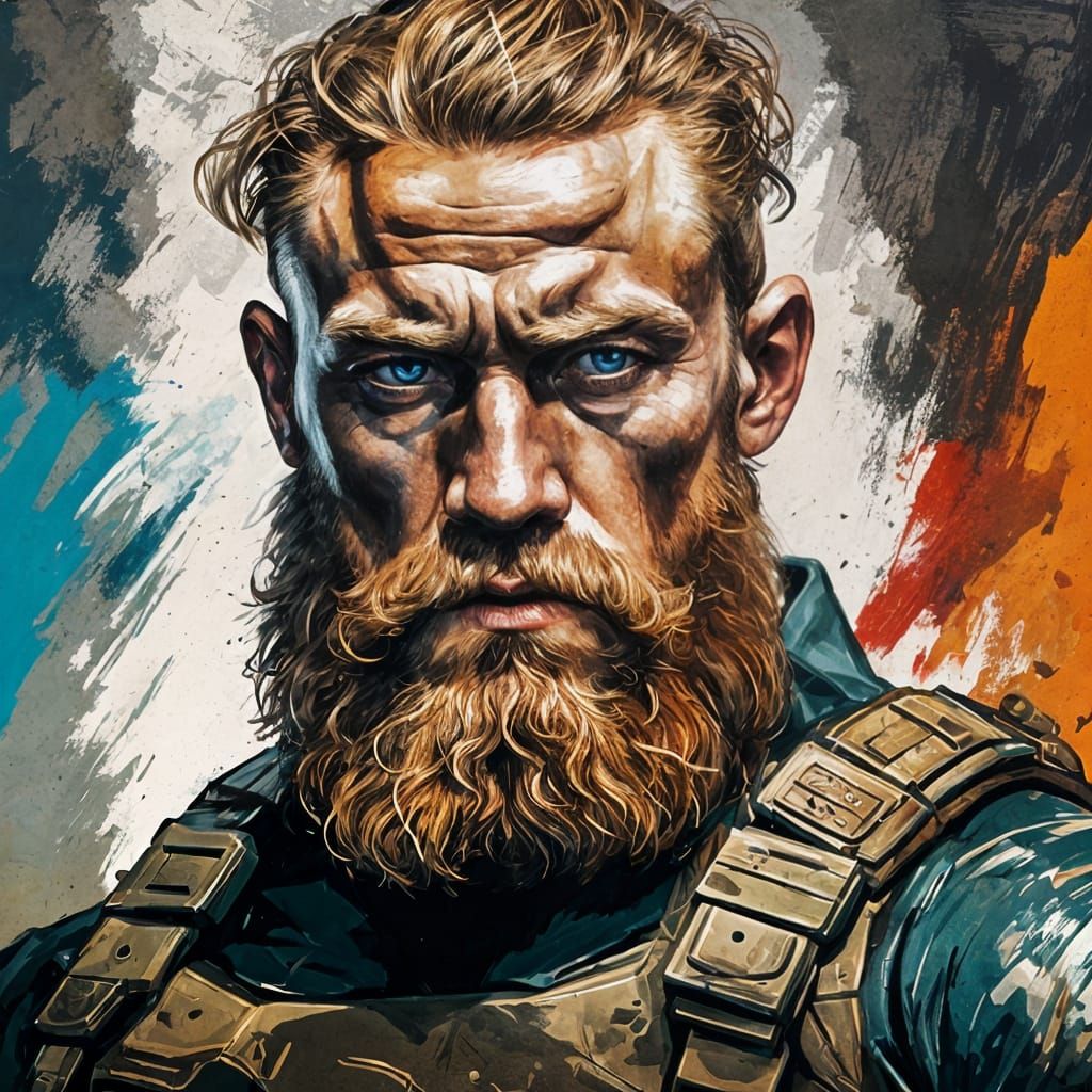 Hyperrealistic Mercenary Soldier Portrait in Digital Art Sty...