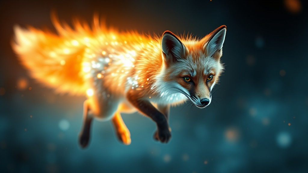 Ethereal Fox Composed of Luminescent Light Beams