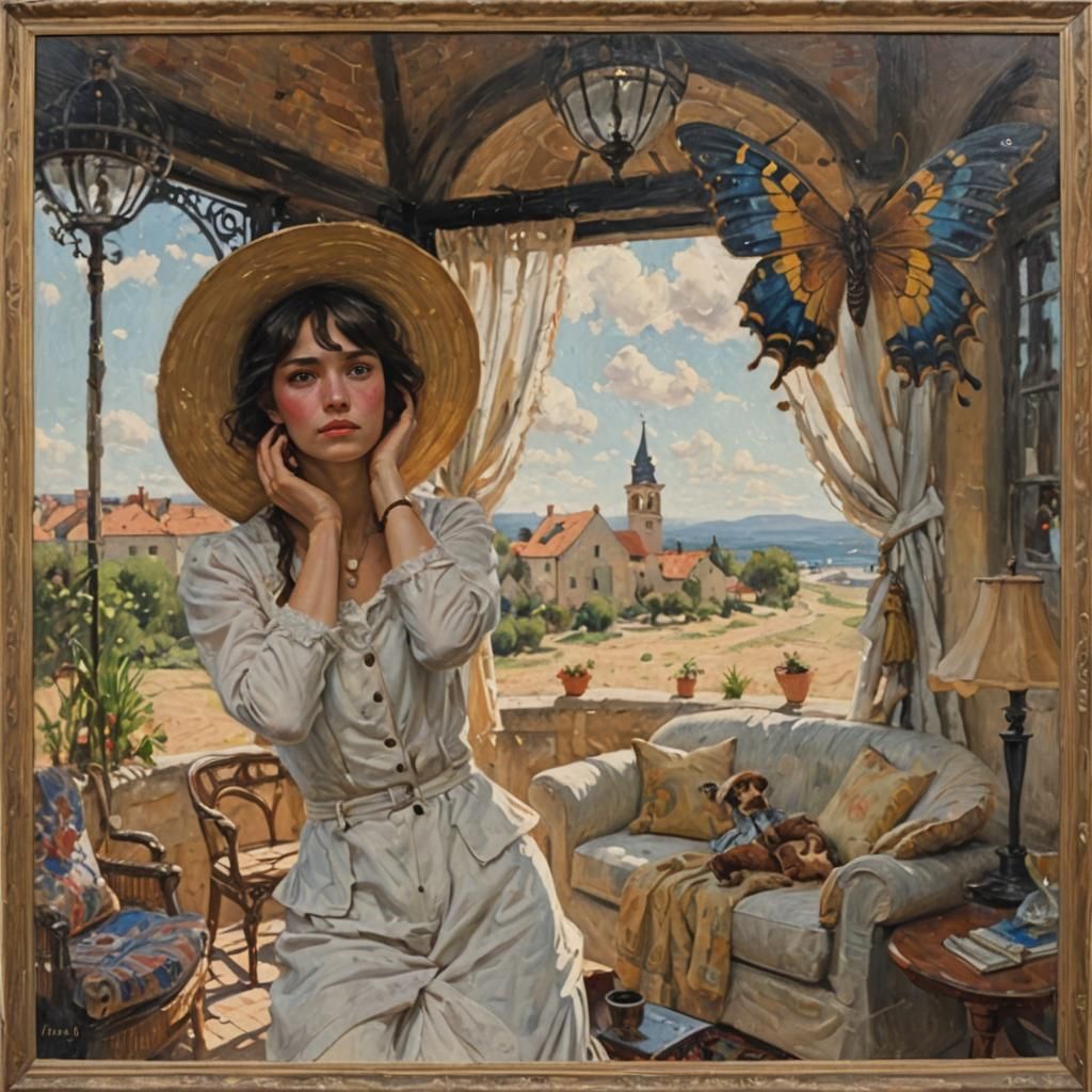 Young Woman in Oil Painting Style