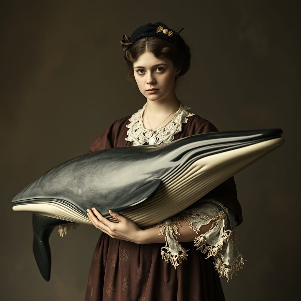 Edwardian Woman Holding a Whale