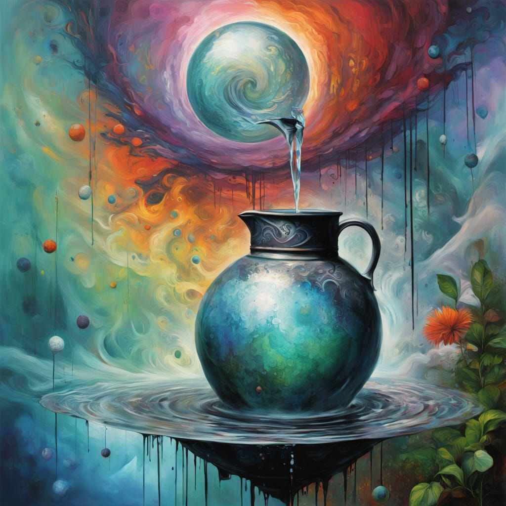 Shaman Woman in Lush Greenery, Vibrant Graffiti Art