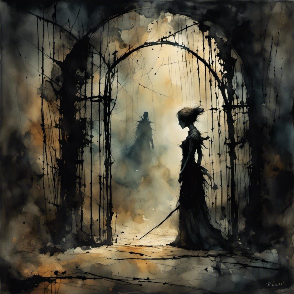 Dark Dungeon Scene with Chained Faeries