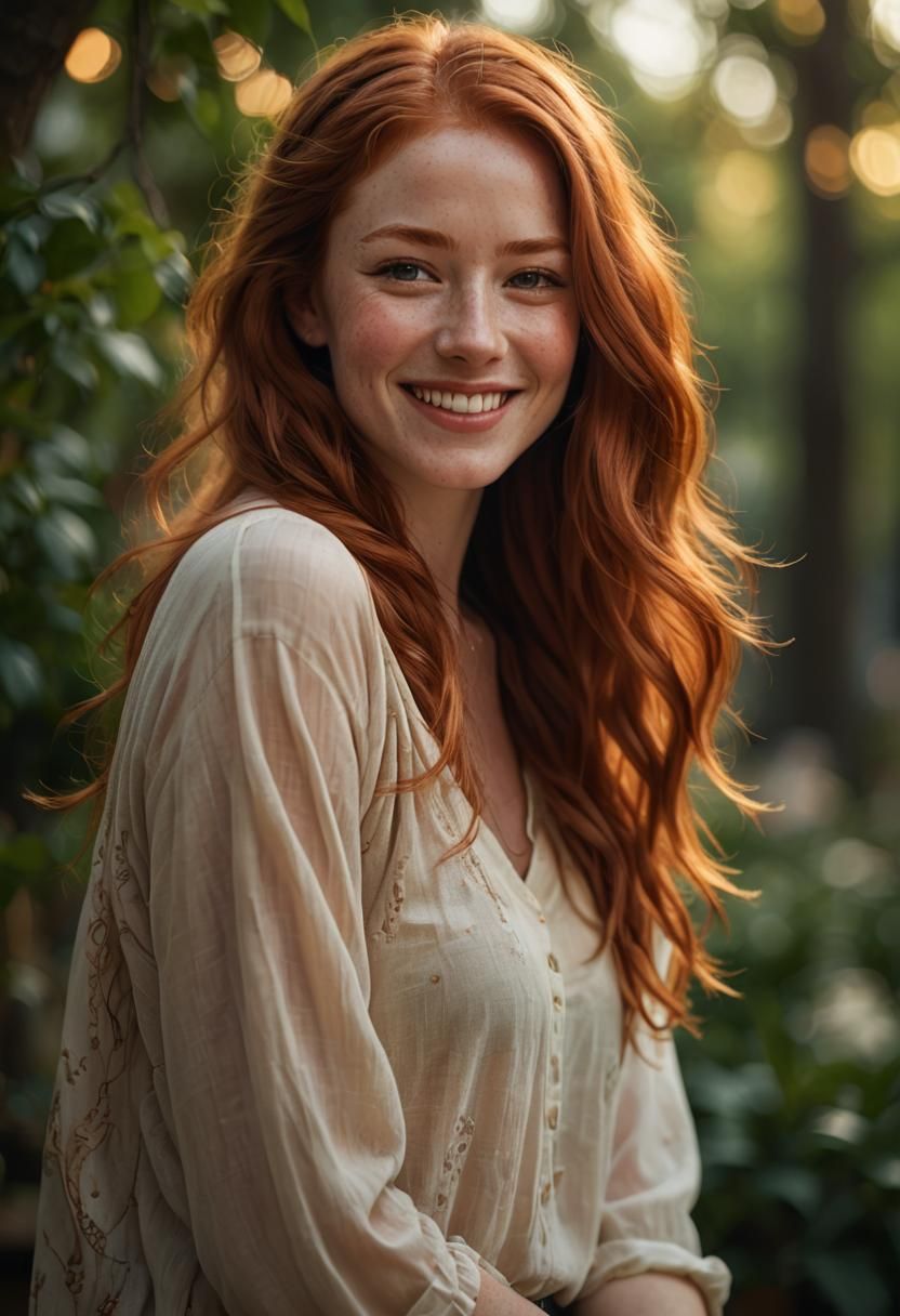 A woman age 20 smiling  realistic epic realism