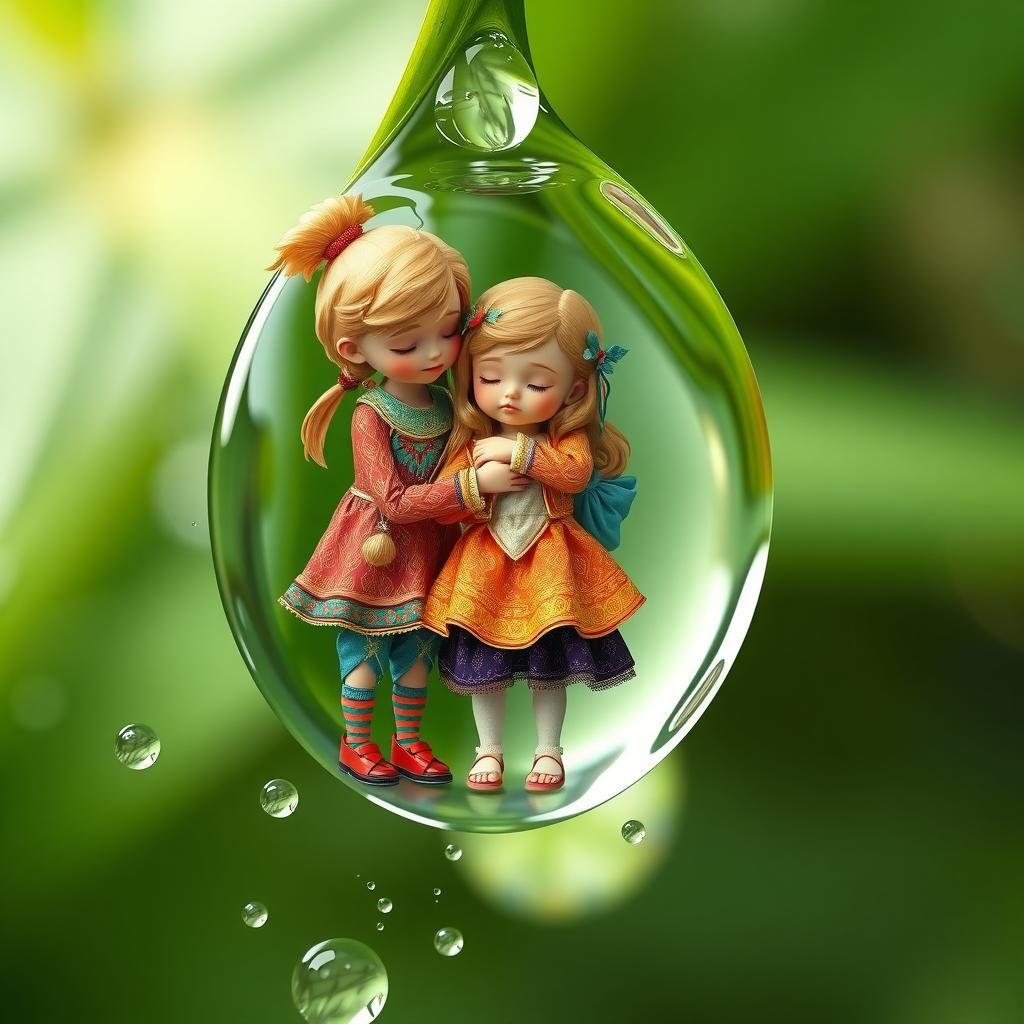 Friends Comforting Friend in Dew Drop, Serene Image