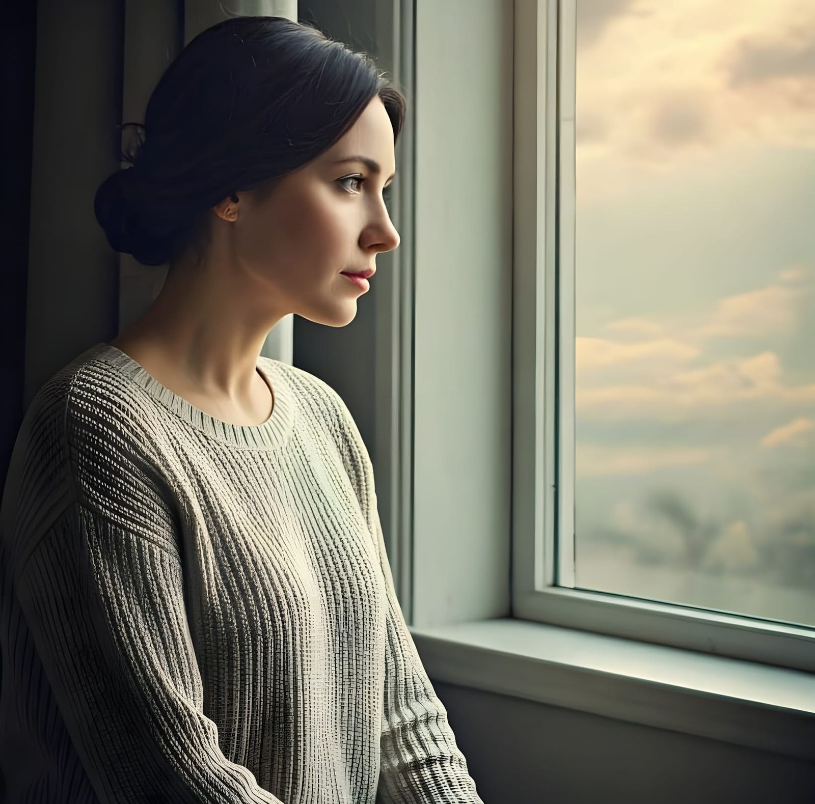 Serene Woman in Soft Light by Window