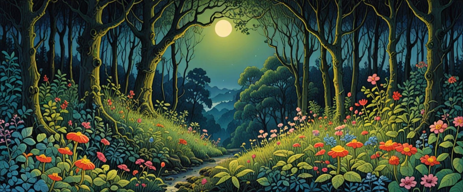 Mystical Forest Creatures in Watercolor and Gouache Style