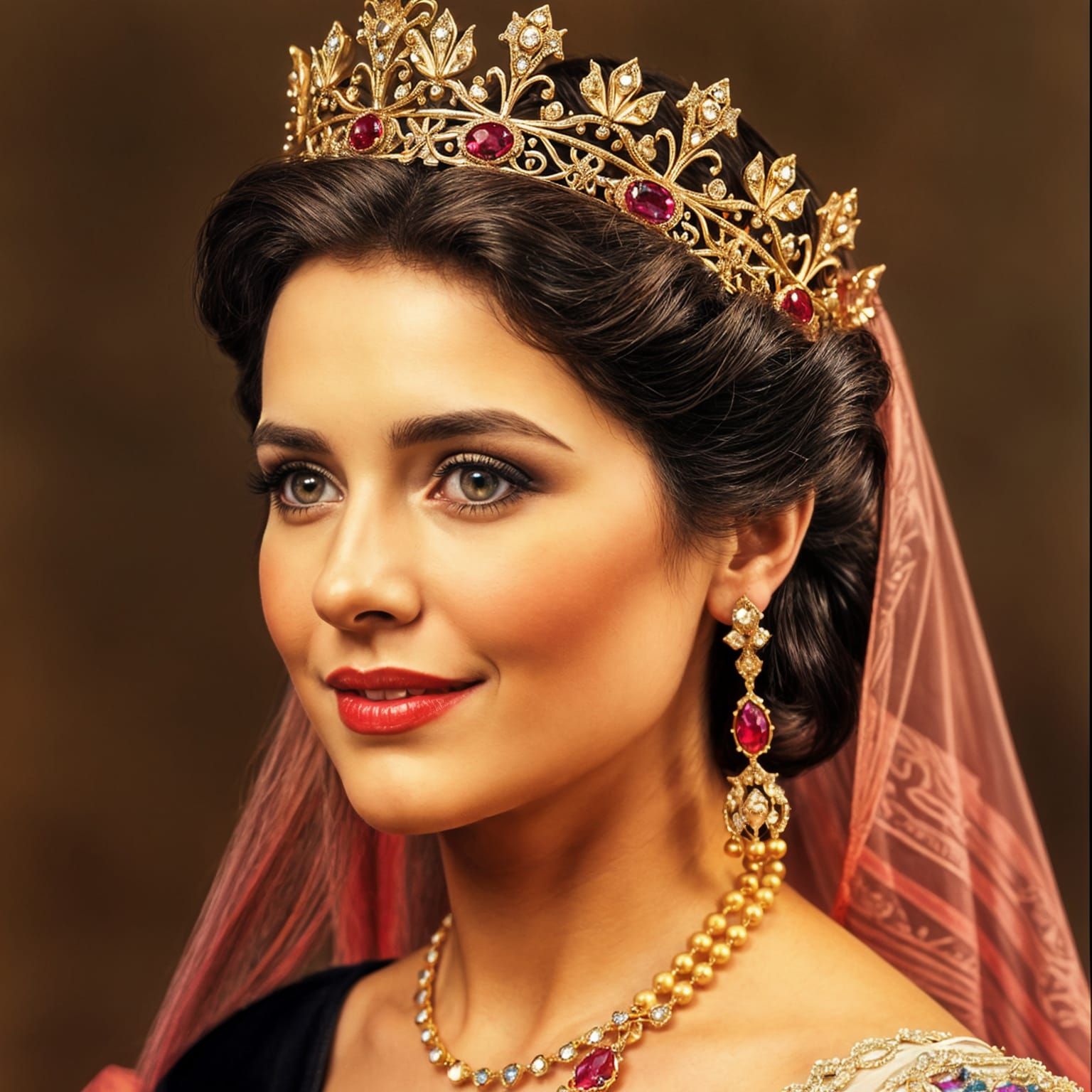 Elegant Queen in Art Deco Tiara, 1980s Style