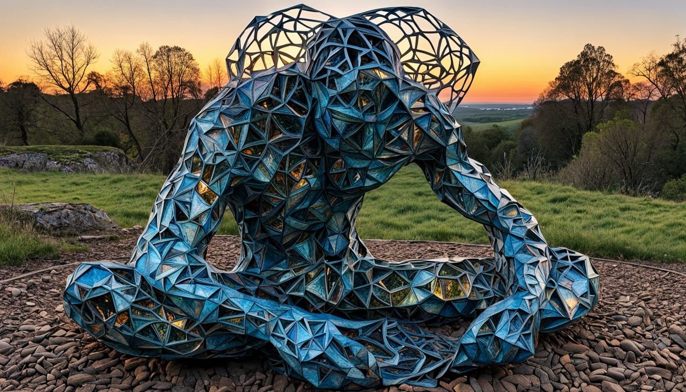 Surreal Sculpture in Cyberpunk Aesthetic