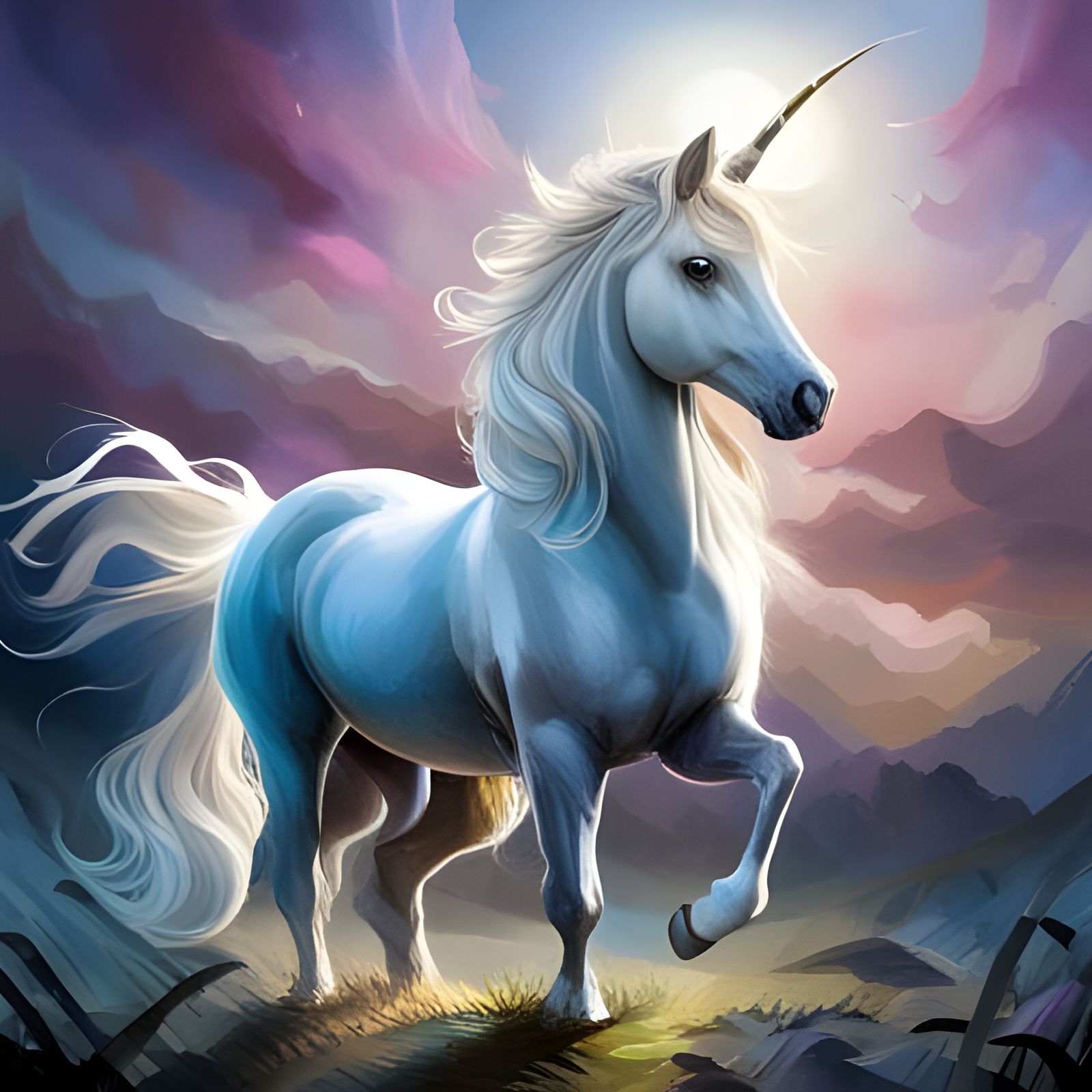Mystical unicorn from the world of fairy tales and legends