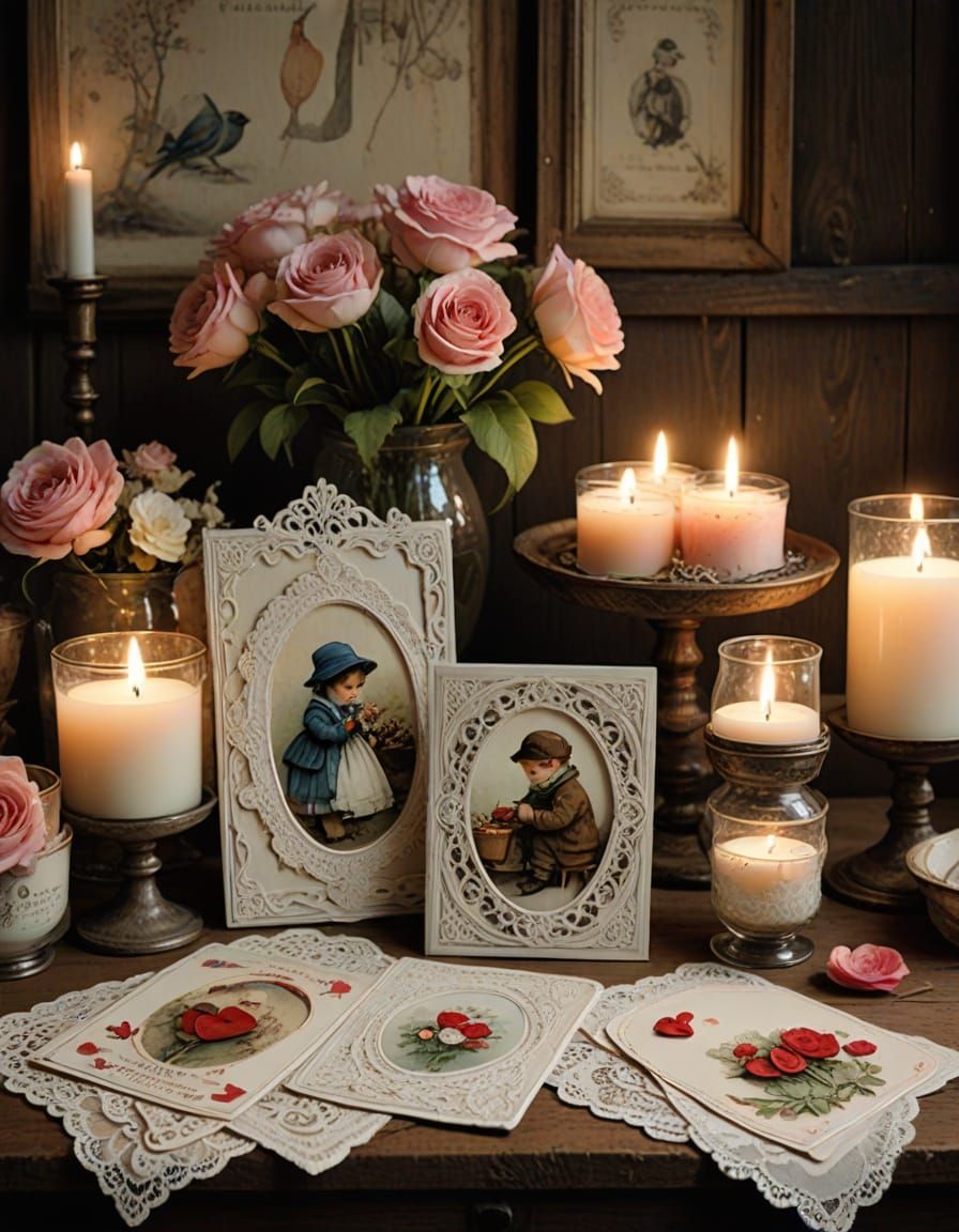 Vintage Valentine's Day Cards in Sentimental Realism Style
