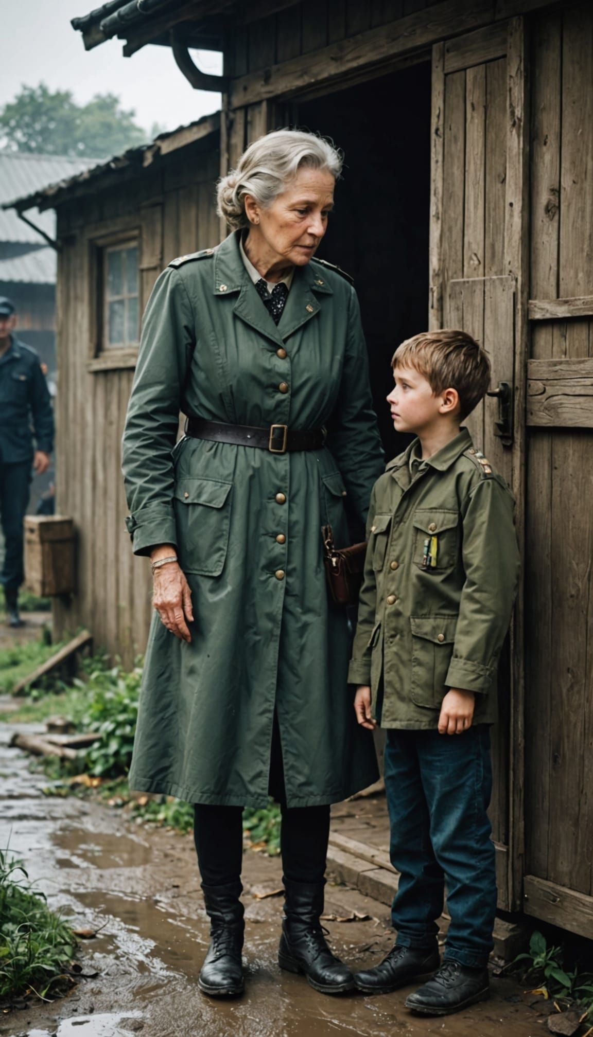 Mother's Joy Amid Rainy Day, Small Home, and Faraway Soldier