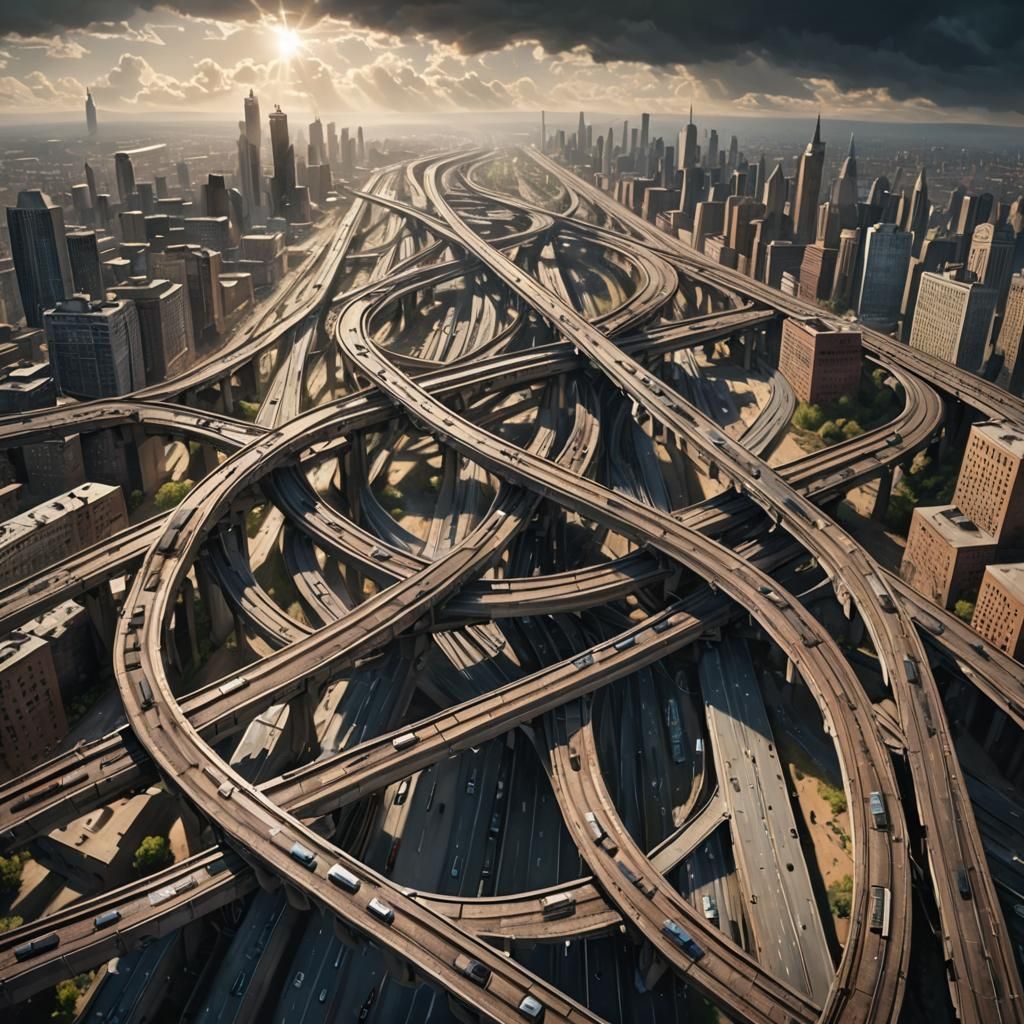 Futuristic Railroad Crossroads Inspired by Linkin Park