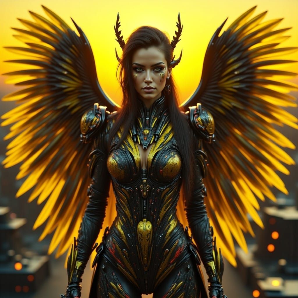 Cyberpunk Dark Angel at Sunset