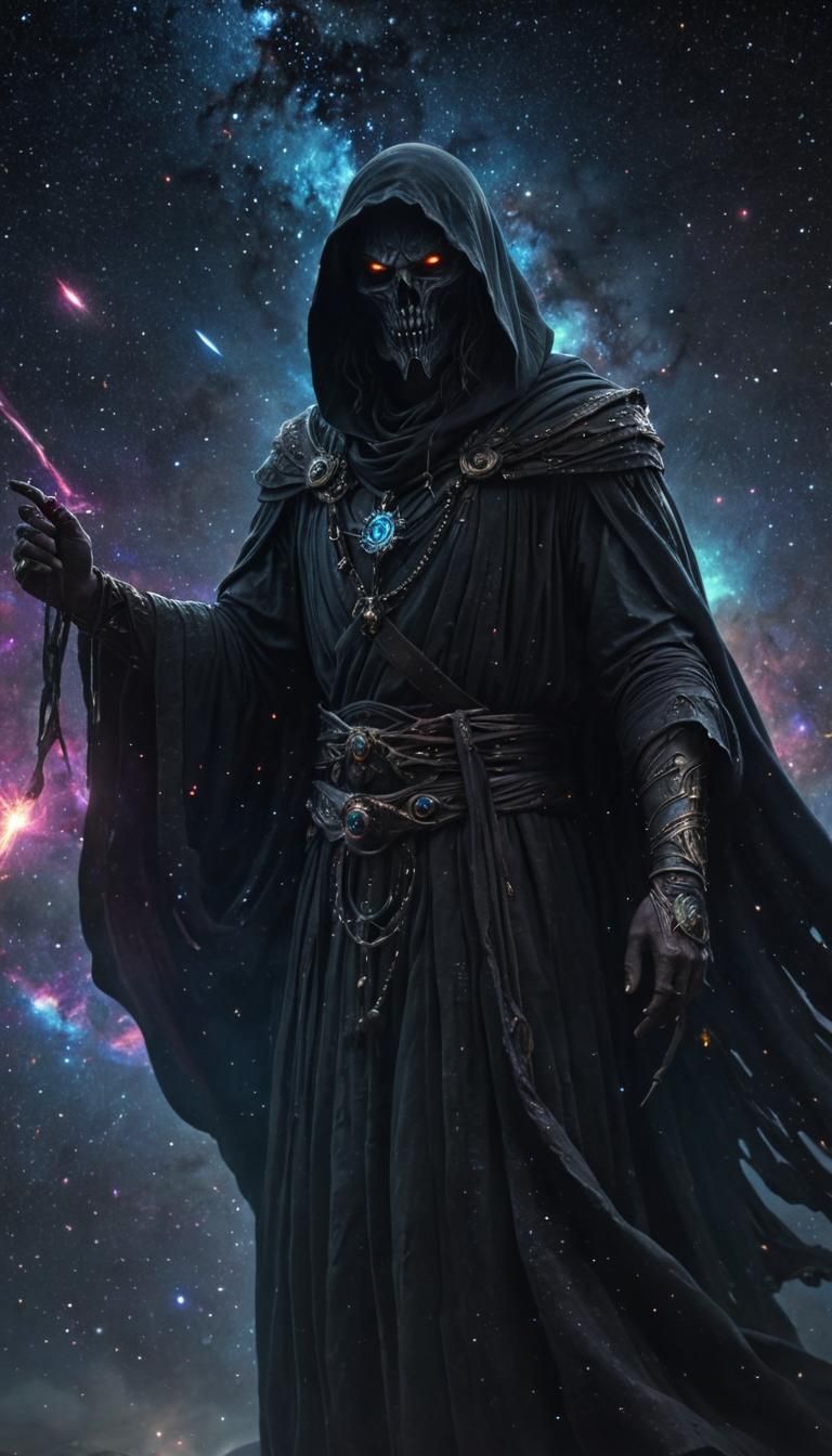 Shadowy Figure in Cosmic Concept Art