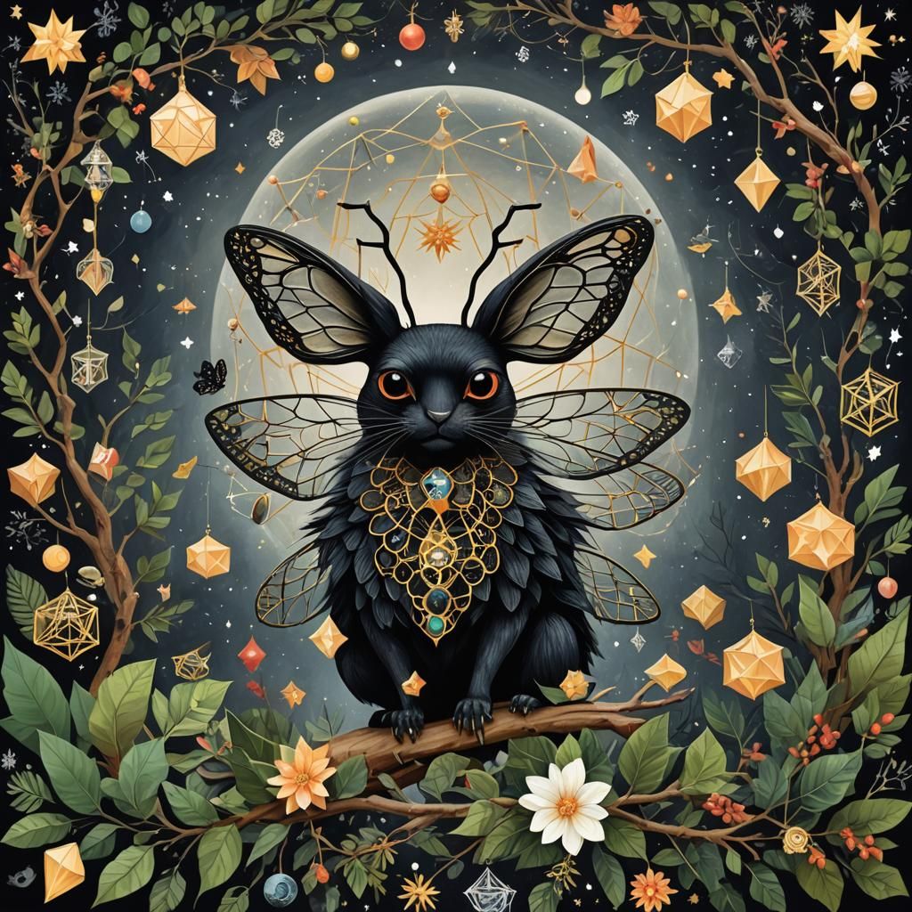 Festive Creature in Psychedelic Surrealist Style