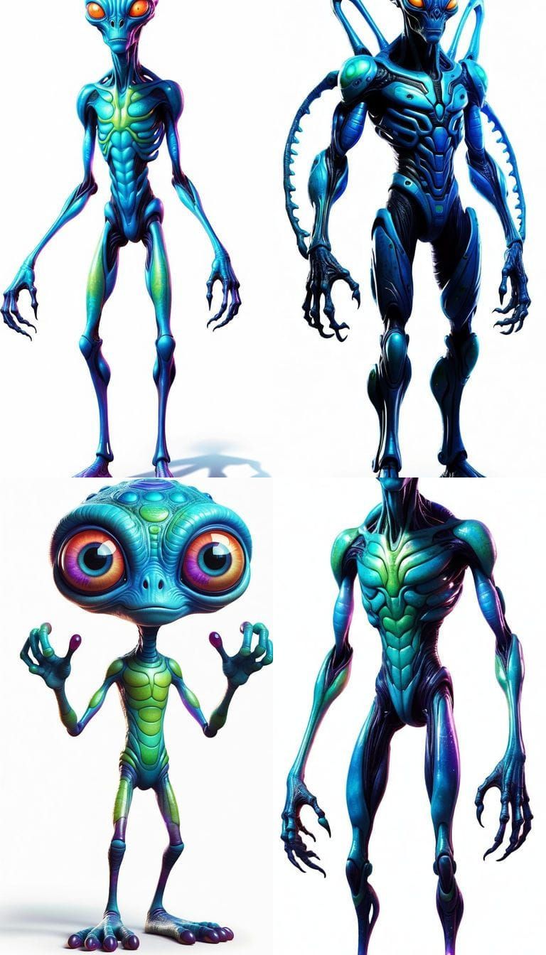 Friendly, Colorful, 3-Eyed Alien in a Vibrant, Photo-Realist...