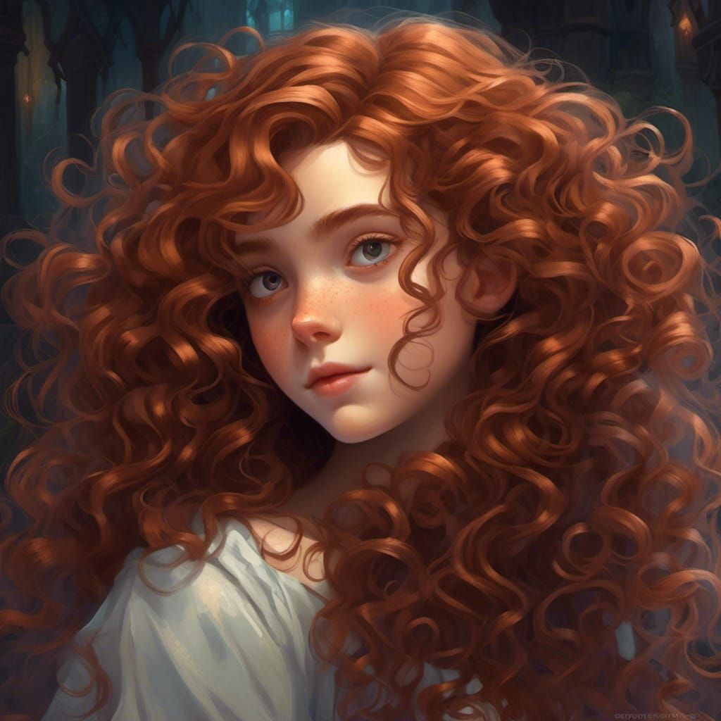 Profile Portrait of Person with Curly Chestnut Hair