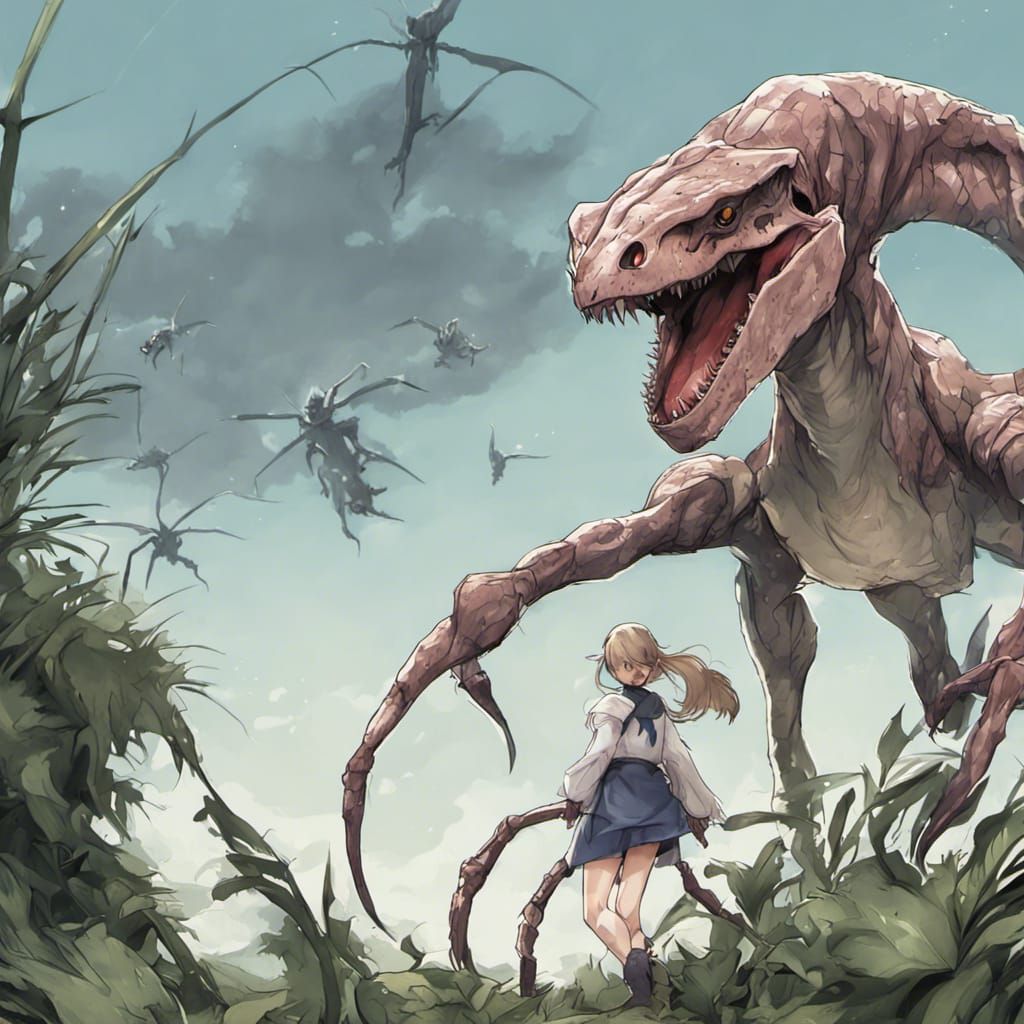 Dinosaur Spider in Anime Style