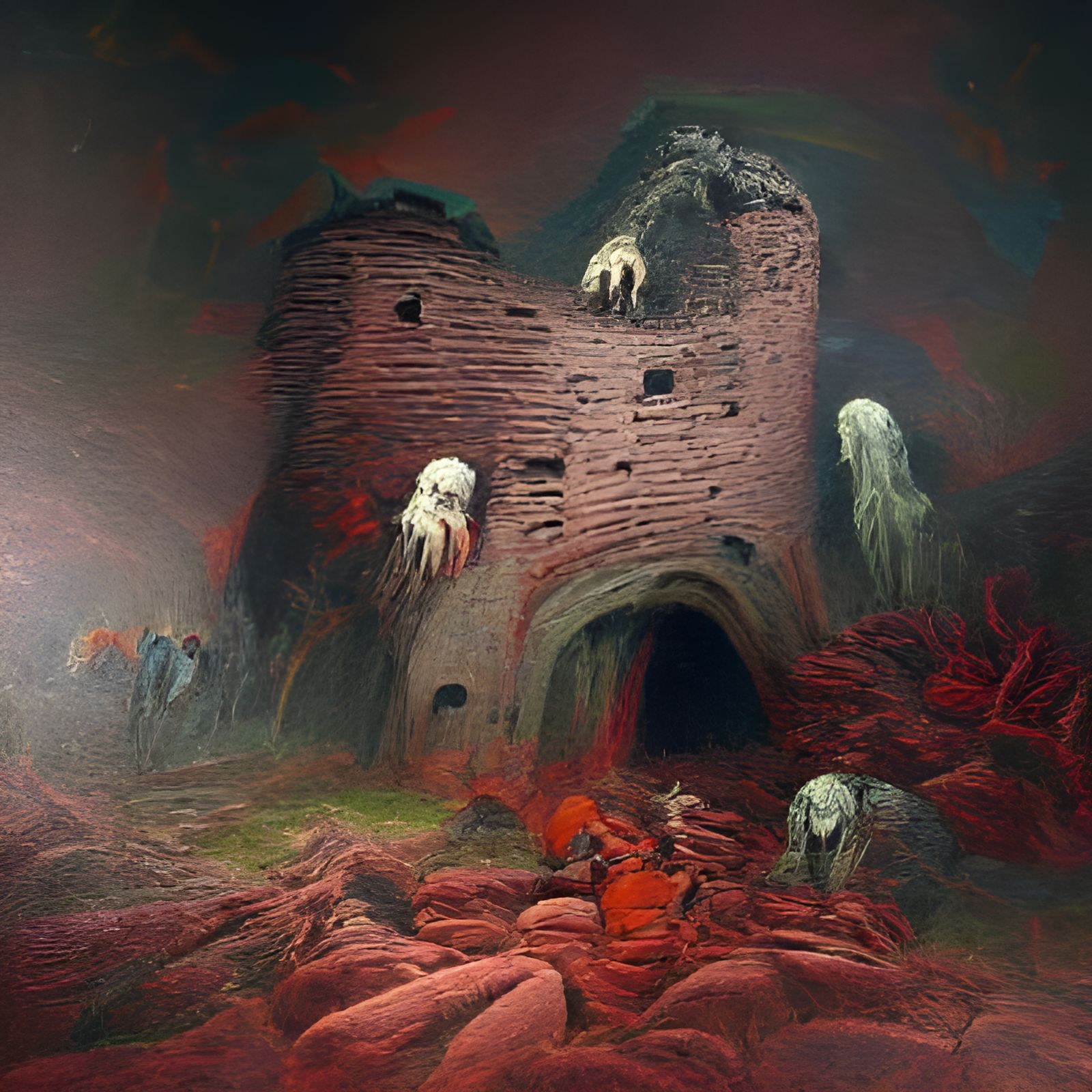 Horrific Medieval Castle Ruins in Hell