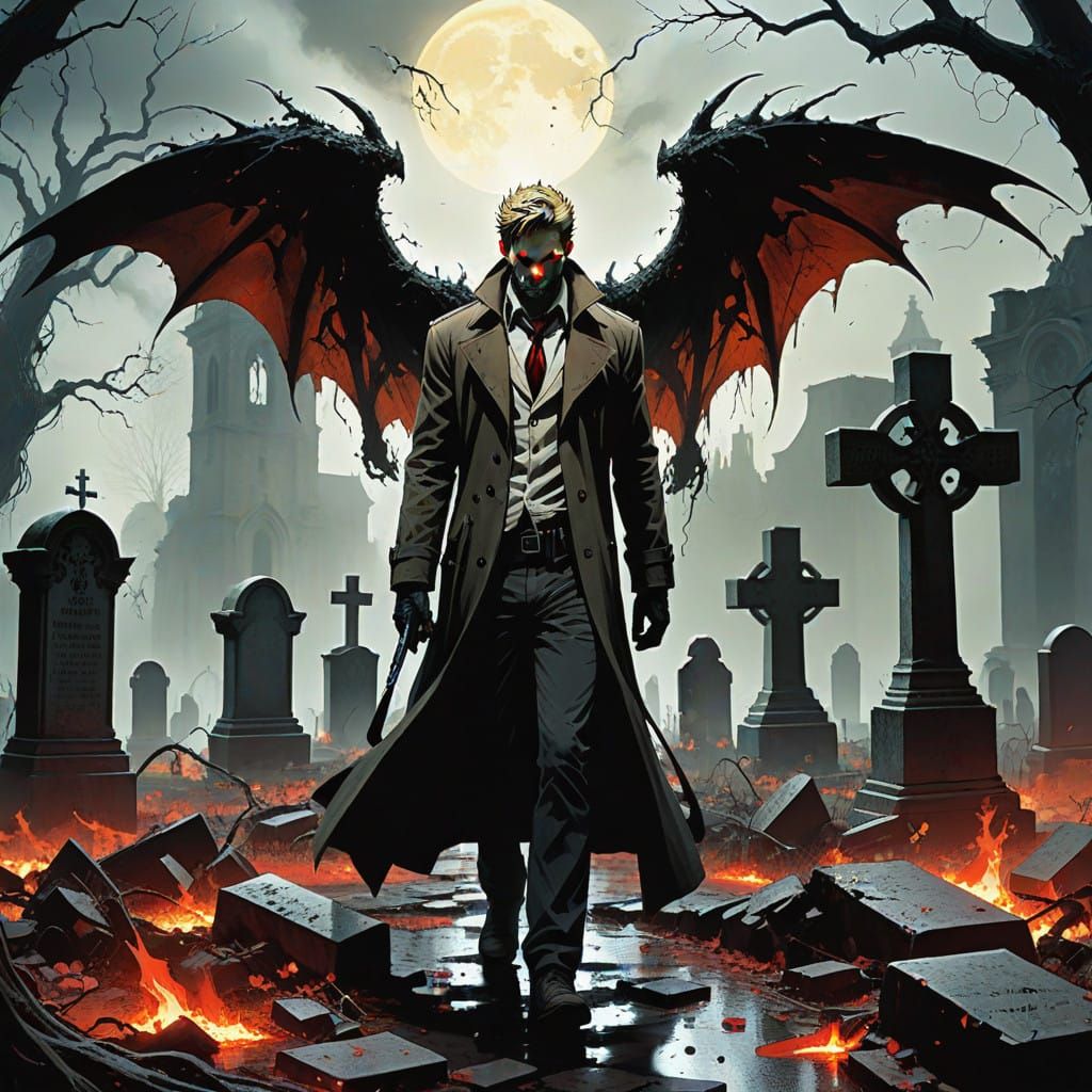 Dark Ritual in a Creepy Graveyard Landscape, Photorealistic