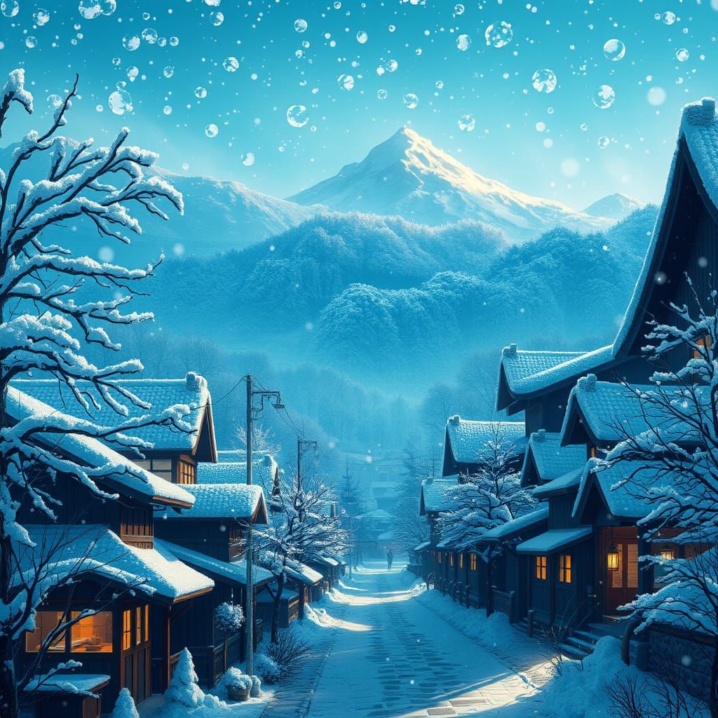 Snowy Anime Scene in Studio Ghibli Style
