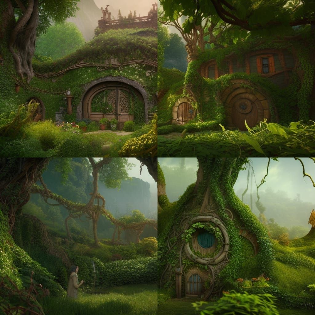 Vined Hobbit Statue in Garden Concept Art