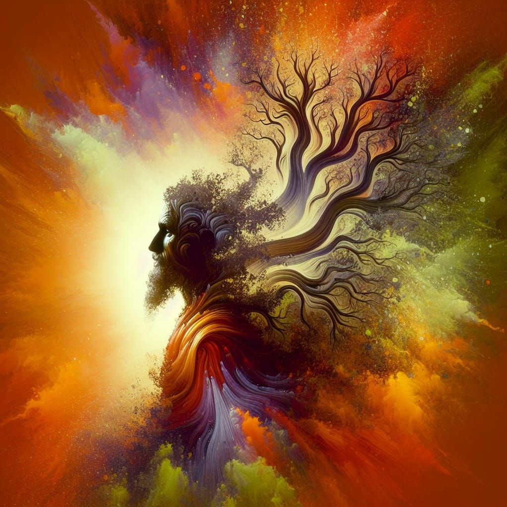 Religious Silhouette in Trees: Concept Art Splash