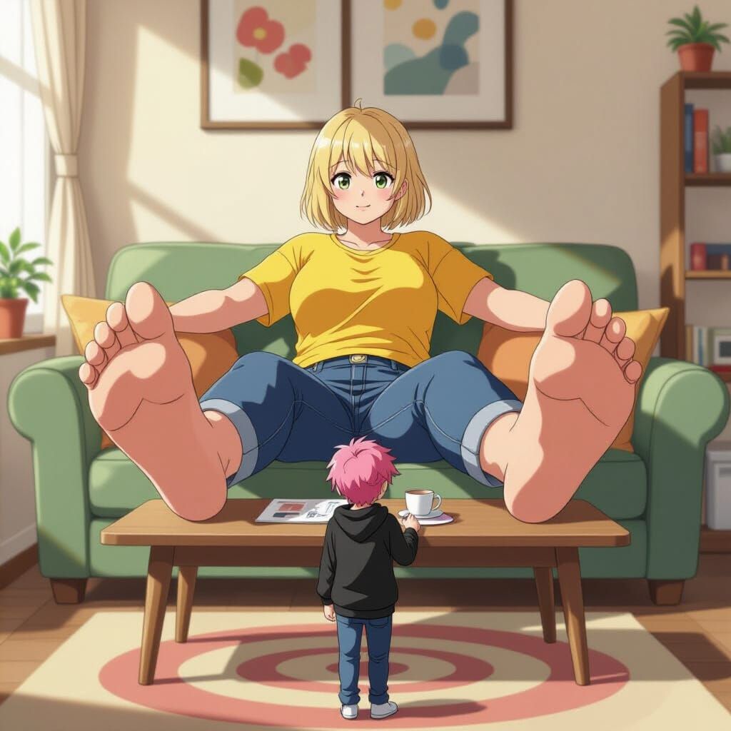 Anime-Style Giantess with Colossal Feet