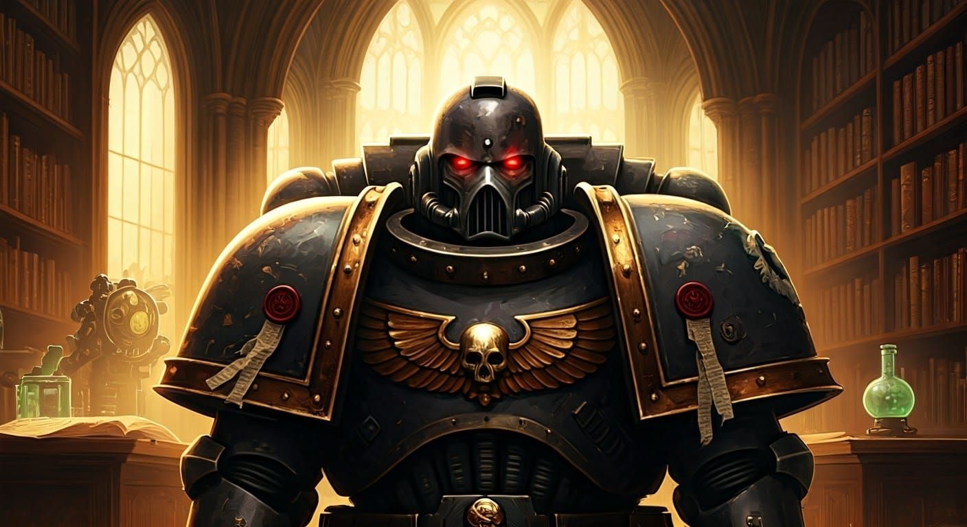 Space Marine Apothecary Portrait in Ornate Techmarine Librar...