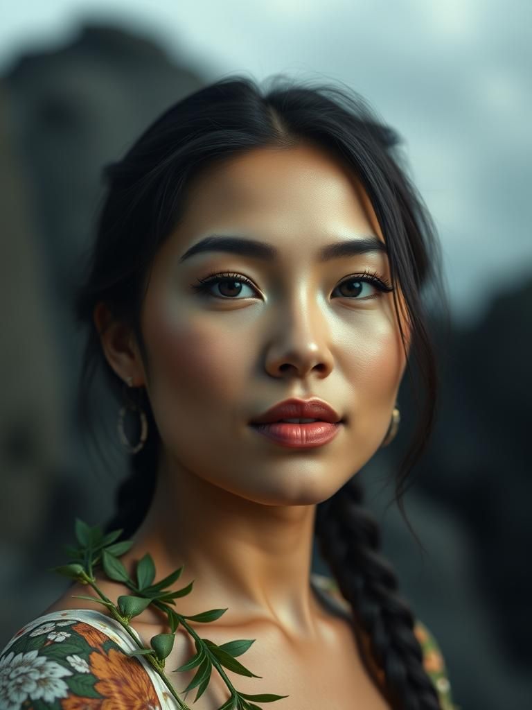 Exquisite Hyperreal Hawaiian Female Portrait in Unreal Engin...