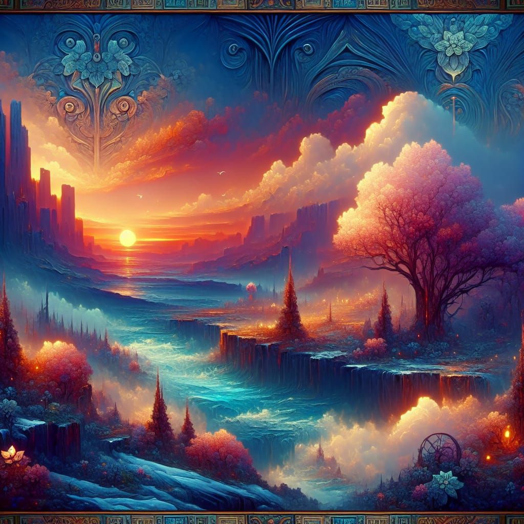 Warm Dreamscape in Detailed Fantasy Concept Art