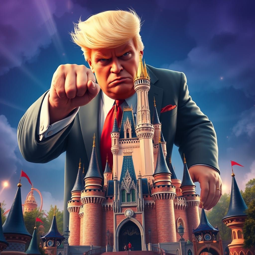 Donald Trump as Modern-Day Godzilla Smashes Disney Magic Kin...