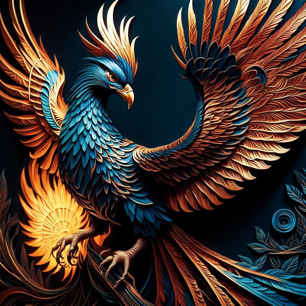 Phoenix Paper Art: Detailed Comic Book Style