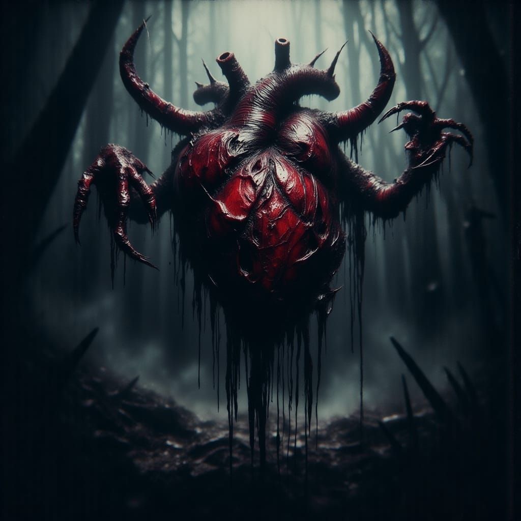 Horror Heart Creature in Dark Fantasy Style