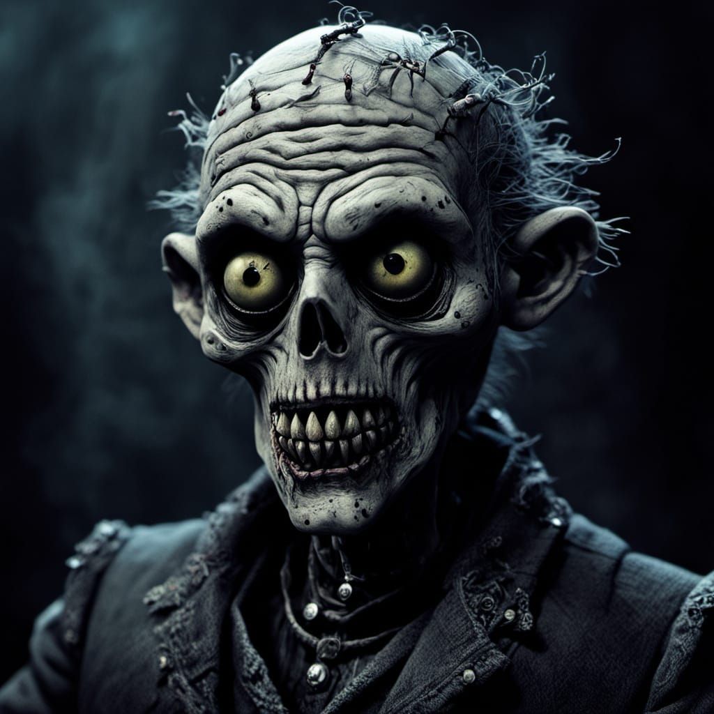 Macabre Voodoo Doll with Bloody Knife in Gothic Horror