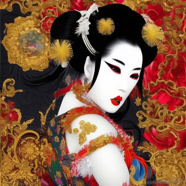 geisha celebrates New Year's Night festive