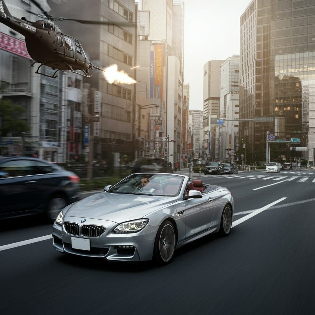 Realistic Tokyo Street Scene from Helicopter View