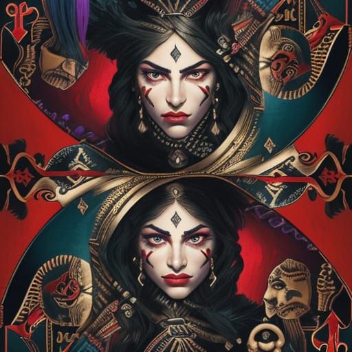 Vibrant Card Faces in Hyperrealistic Splash Art