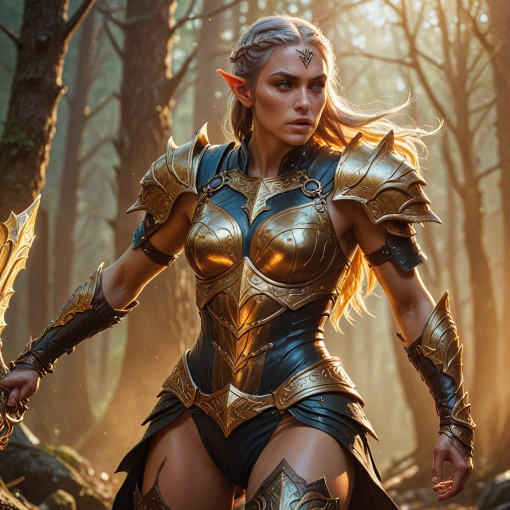 Muscular Elf Warrior in Leather Armor