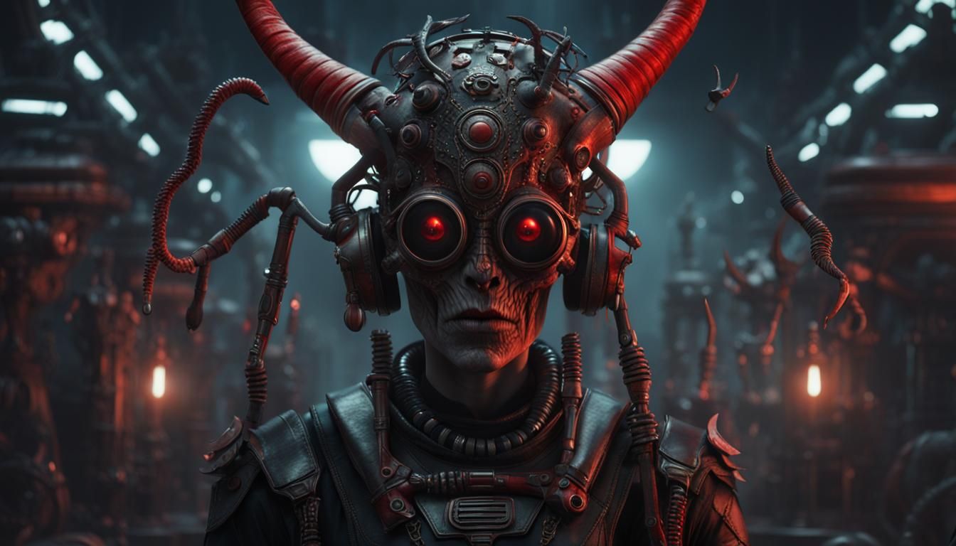 Sci-Fi Alien with Instrument in Digital Painting Style