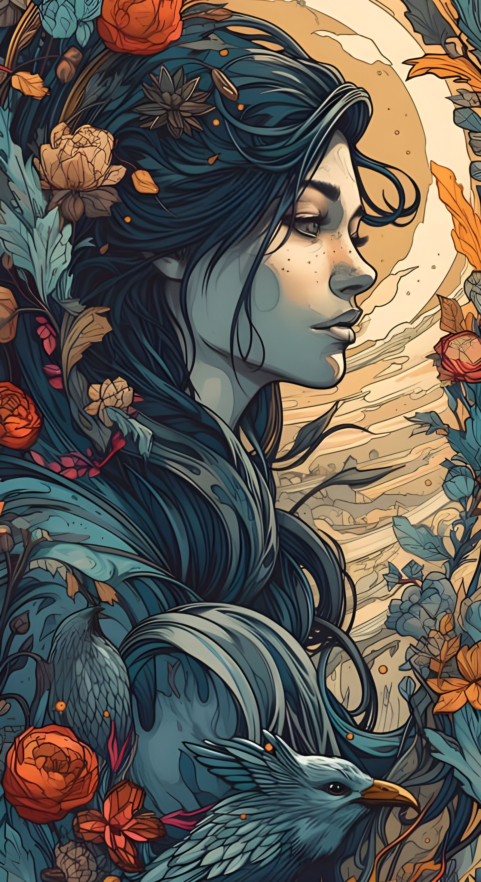 Girl, Moon, and Raven: Ghibli-Style 3D Comic