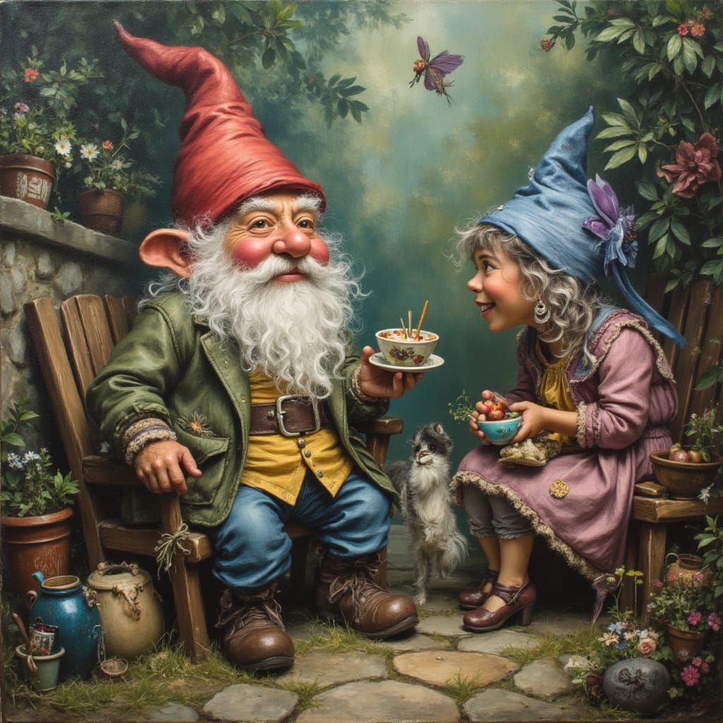 Gnome in Garden: Impasto Painting with Palette Knife