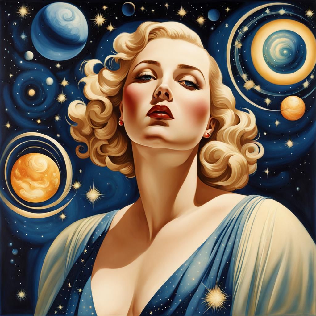 Psychedelic Starry Sky Art Deco Scene