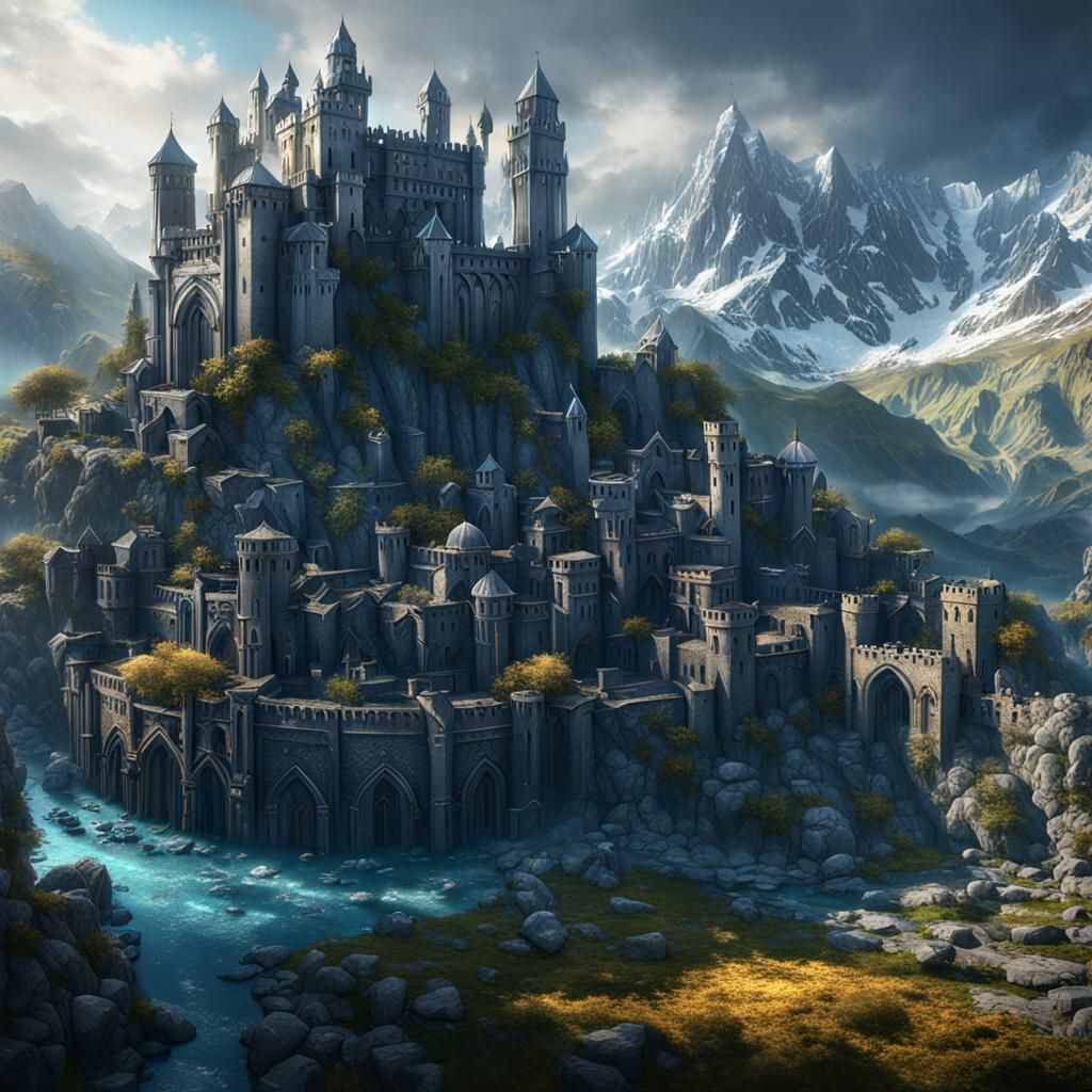 Detailed Matte Painting of Gondor Landscape
