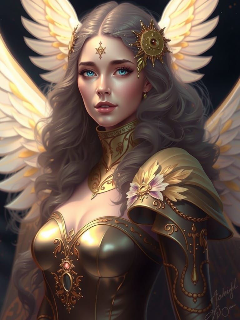 Soothing Angel Gaze in Pre-Raphaelite Style