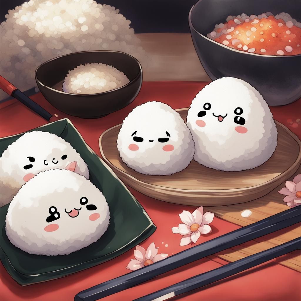 Onigiri in Anime Key Visual Style