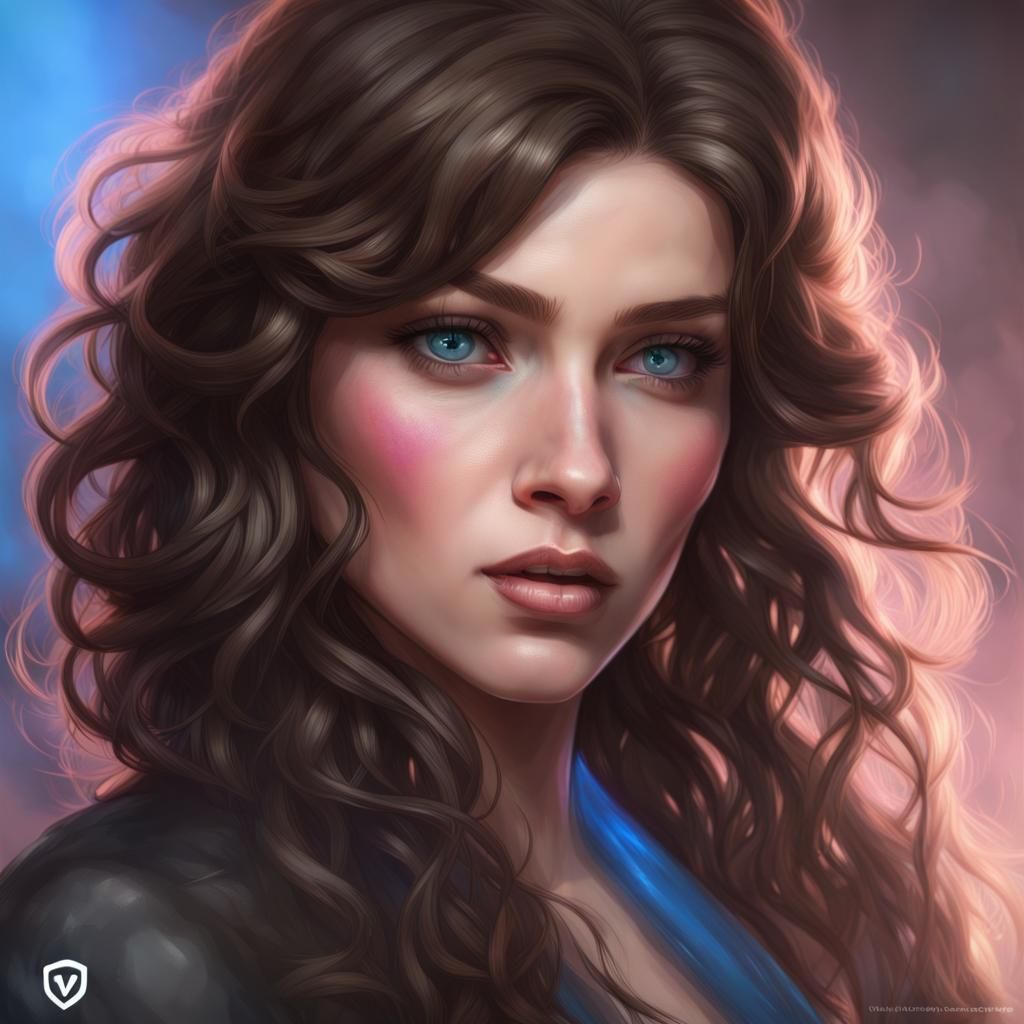 Detailed Portrait of Woman with Blue Eyes