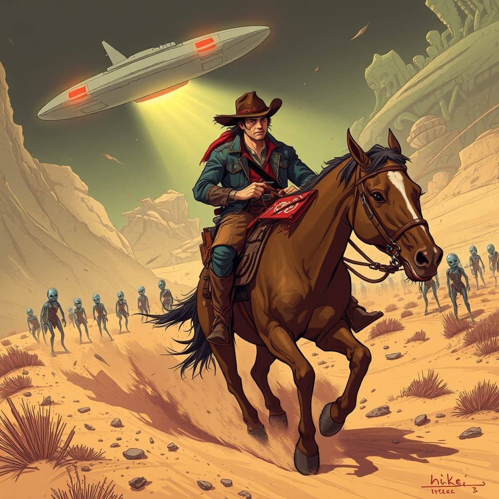 Mysterious Pony Express Rider Meets Alien Encounter in a Neo...